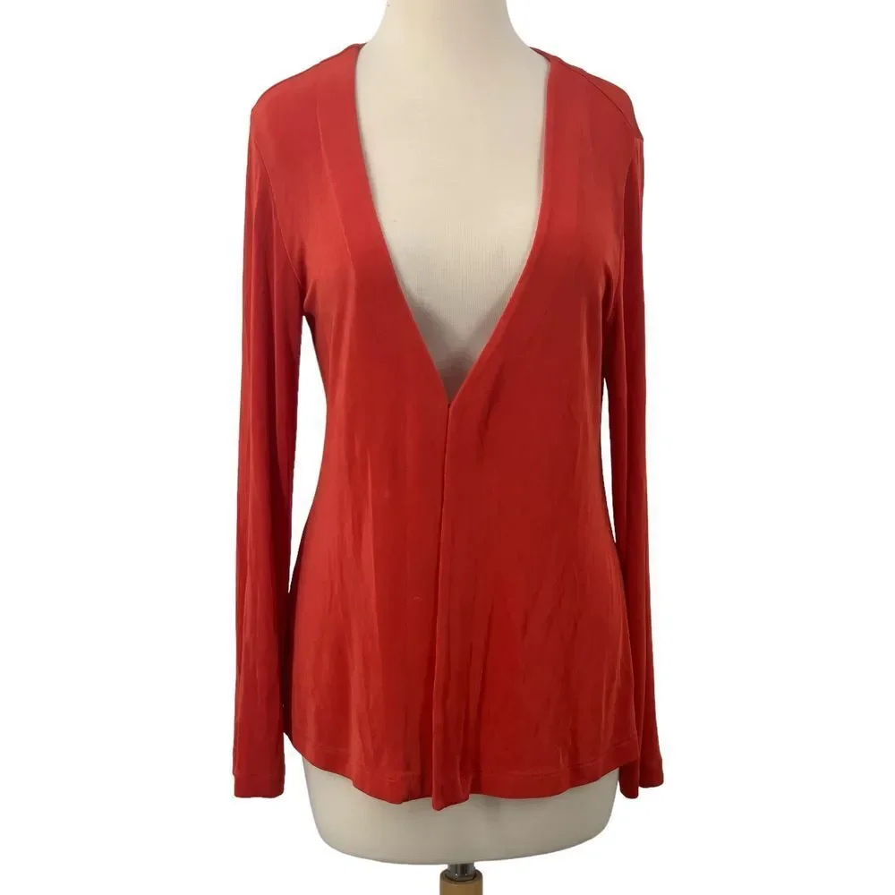 Chico's Travelers Womens 3/4 Sleeve Open Front Cardigan Slinky Red Size 1 Medium